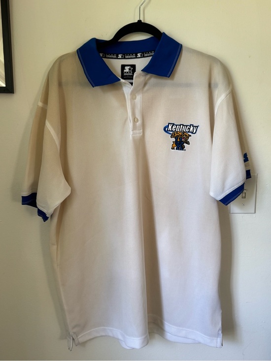 STARTER Other - Kentucky White & Blue Polo Shirt with Embroidered Logo